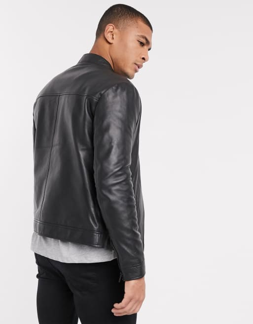 Barney's originals real leather varsity jacket store with panelling