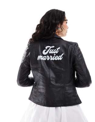 Barney's originals leather biker jacket with mock croc panels deals