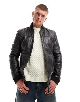Barney's Originals leather bomber jacket in Brown