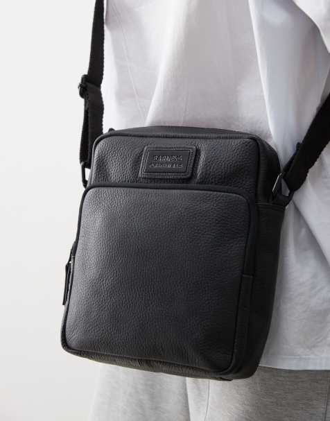 Barneys originals leather cross body bag in black - view 1