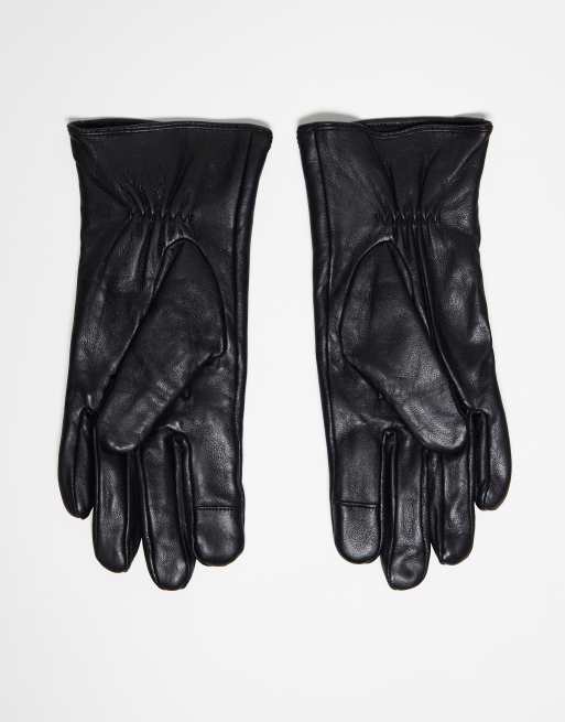 Barney's Originals leather glove with panel detail in black, 2 of 4