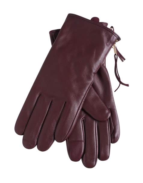 Barneys Originals leather gloves in burgundy - view 1