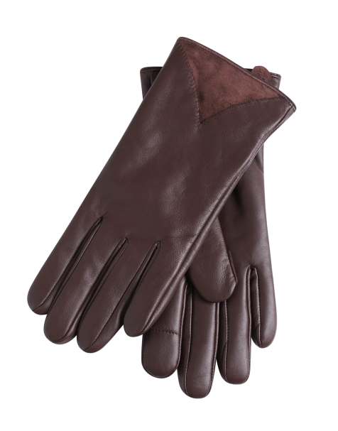 Barneys Originals leather gloves in chocolate - view 1