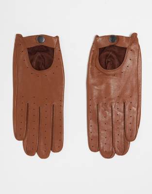 Barneys Originals leather gloves in tan-Brown