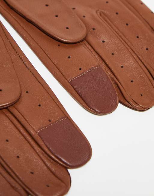Barneys Originals leather gloves in tan, 3 of 4