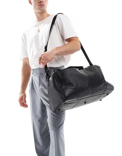 Barneys Originals leather holdall in black - view 1