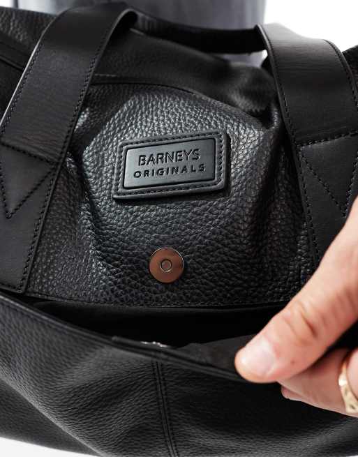 Barneys Originals leather holdall in black, 2 of 4