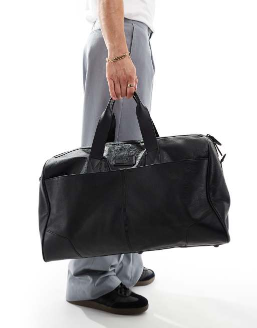 Barneys Originals leather holdall in black, 3 of 4