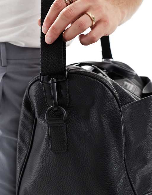 Barneys Originals leather holdall in black, 4 of 4