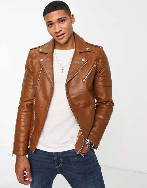 Asos barney's originals leather on sale jacket