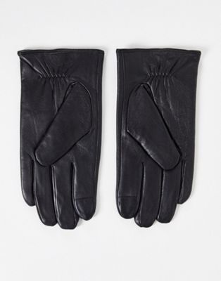 Barneys Originals nappa leather touchscreen gloves in black