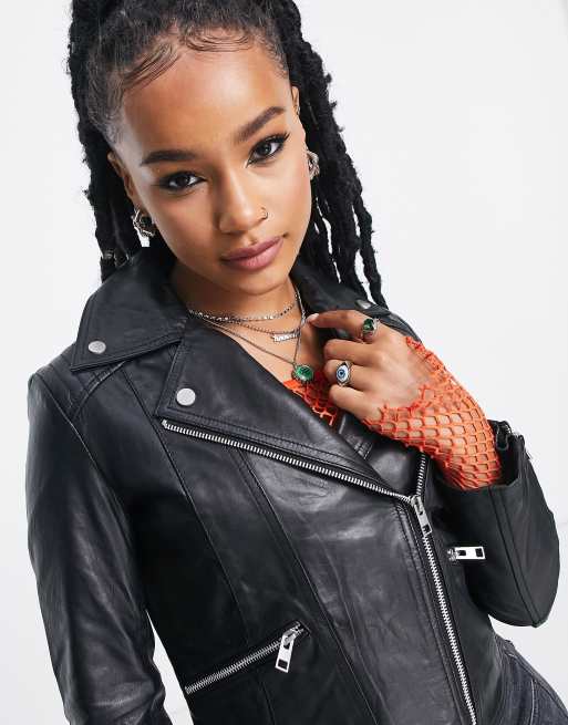 Barney's Originals Petite Belina real leather jacket ASOS