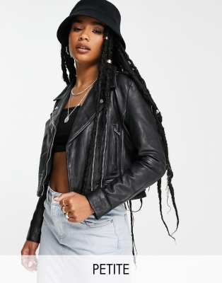 Barney's Originals leather biker jacket in black