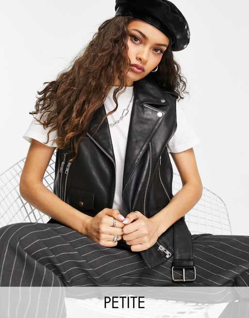 Barney's Originals Petite – Bikerväst i äkta läder