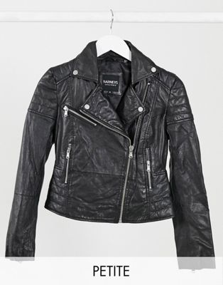 barney's originals leather biker jacket with shoulder quilting detail