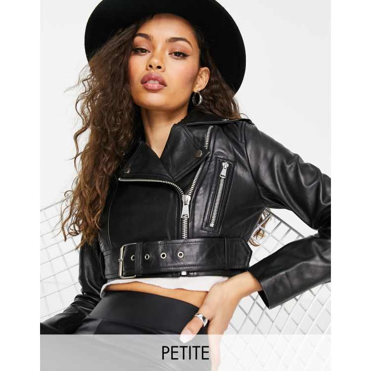 Petite real shop leather jacket