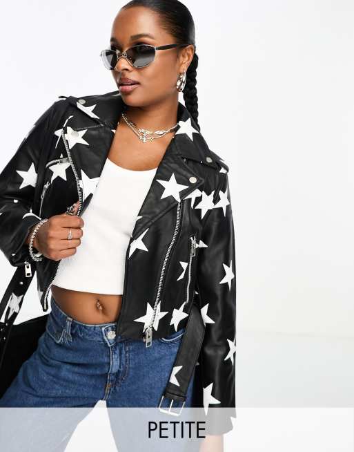 Black leather star on sale jacket