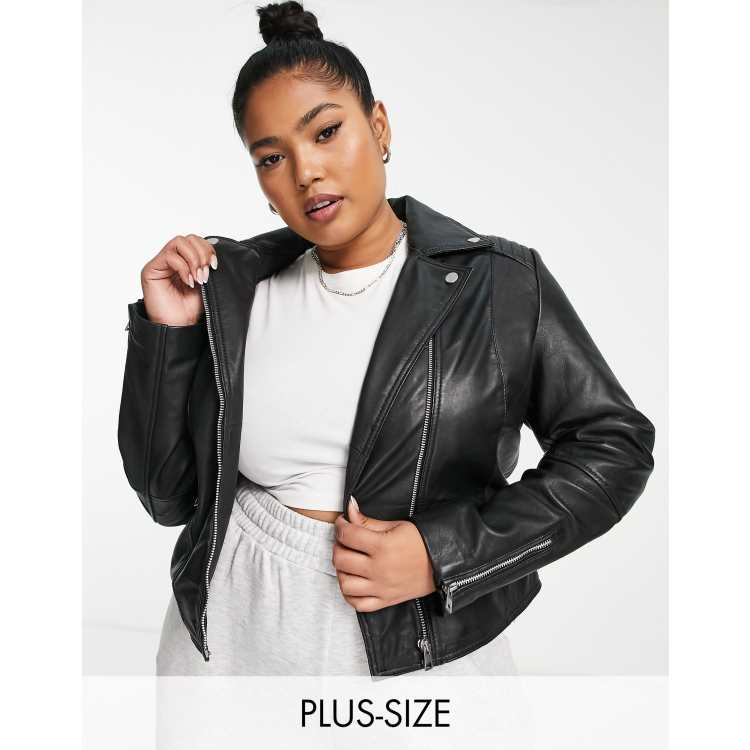 Barney s Originals Plus Belina leather biker jacket ASOS