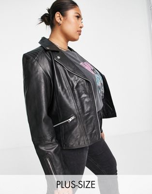 Barney's Originals Plus Belina real leather jacket in black