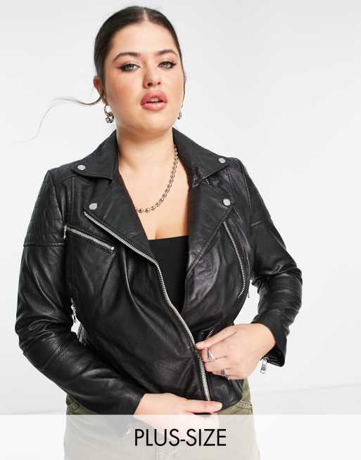 Barney's Originals Plus Clara real leather jacket | ASOS