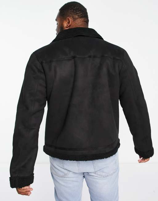 Fully Borg Lined Black Denim Jacket