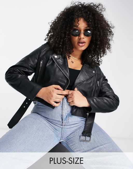 Plus size on sale cropped leather jacket