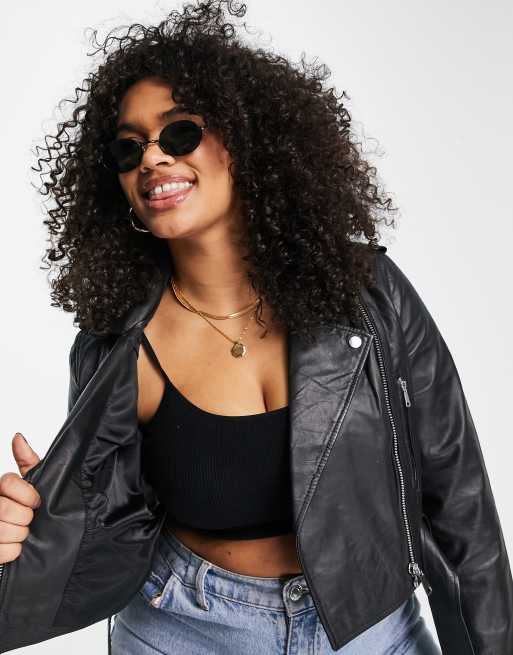 Plus size hotsell cropped leather jacket