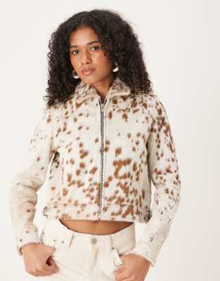 Barneys Originals Real cow hide harrington in brown / tan