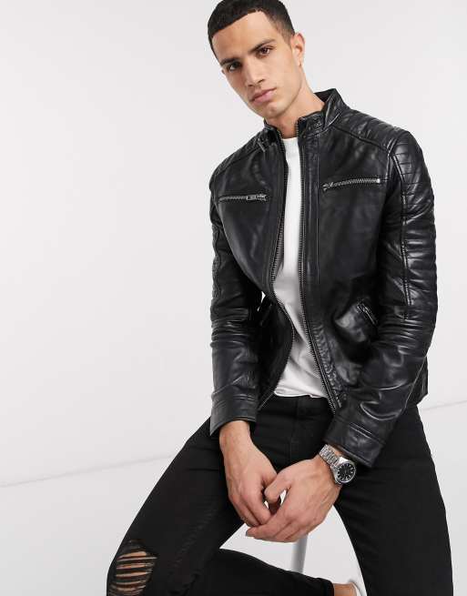 Mens barneys leather clearance jacket