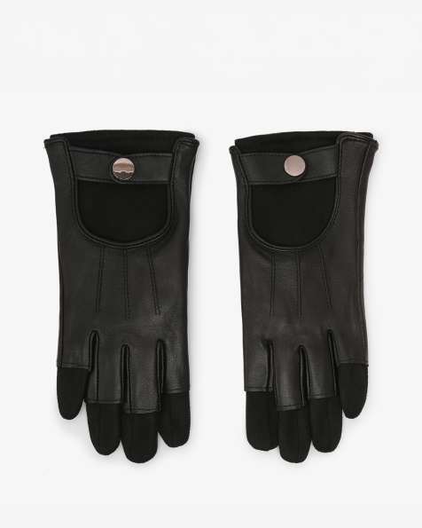Barneys Originals Real leather adjustable fingerless biker gloves in black - view 1
