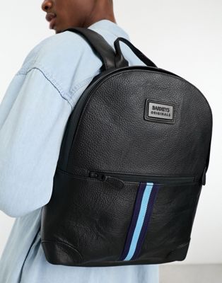 Barneys Originals real leather backpack in black and blue