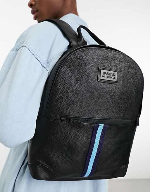 barneys leather backpack Barneys Originals real leather backpack in black and blue
