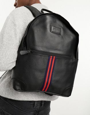 Barneys Originals real leather backpack in black and red