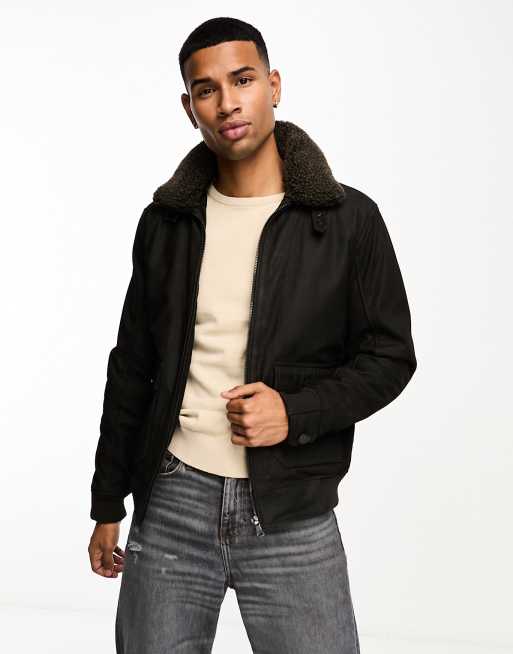 Mens sherpa clearance lined bomber jacket