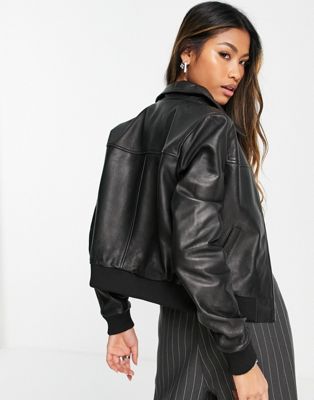 Men's Real Leather Bomber Jacket - Barneys Originals