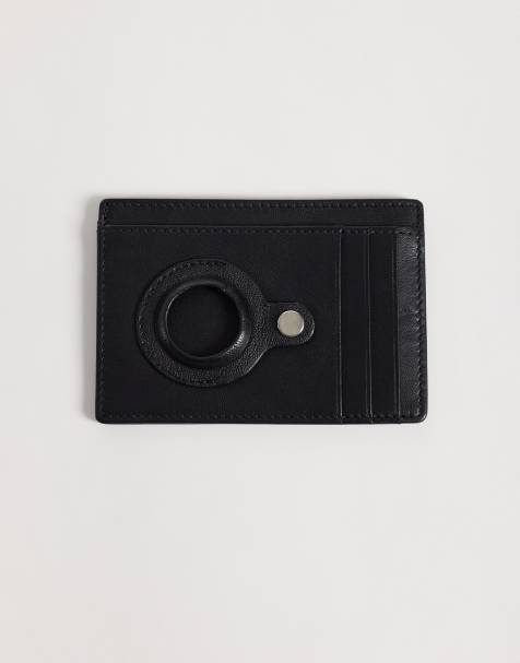 Barneys Originals Real leather card holder with airtag slot in black - view 1