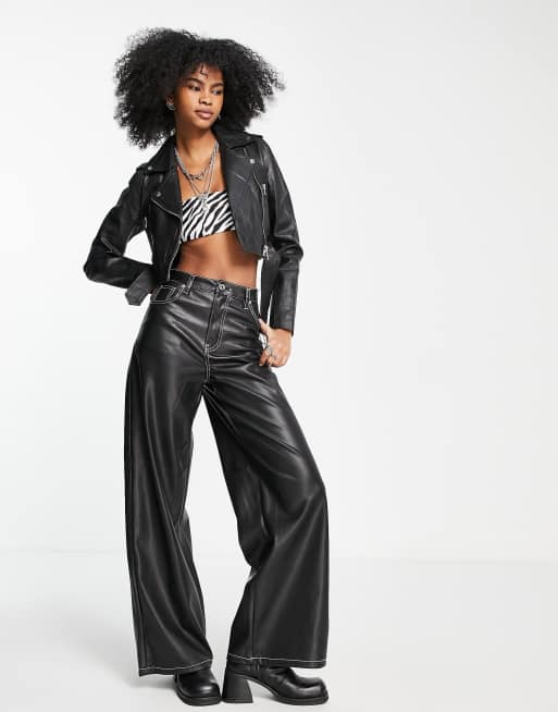 Barney's Originals real leather cropped biker jacket, 2 of 4