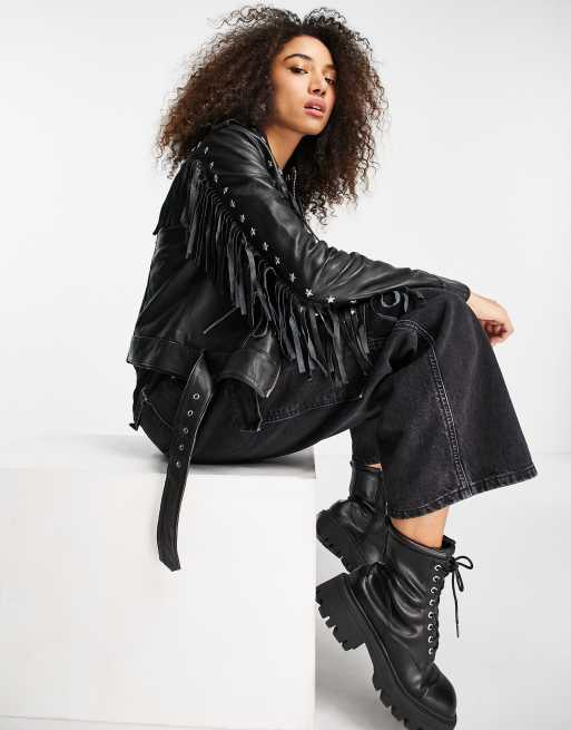 Barney's Originals real leather fringed jacket, 3 of 4