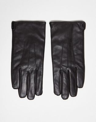 Barney's Originals real leather glove in black - ASOS Price Checker