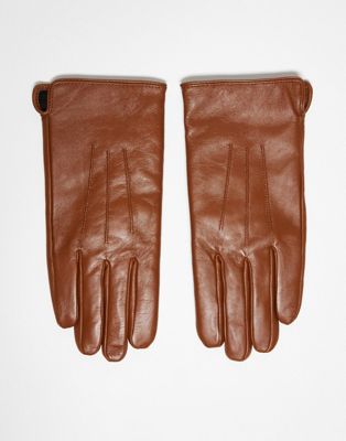 Barney's Originals real leather glove in brown - ASOS Price Checker