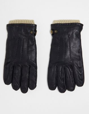 Barneys Originals real leather gloves in black