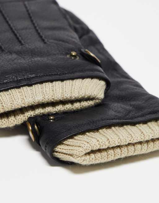 Barneys Originals real leather gloves in black, 4 of 4