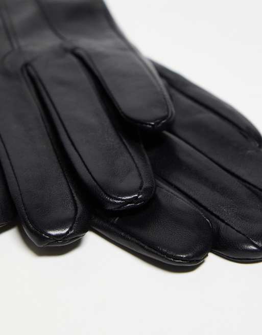 Barneys Originals real leather gloves in black, 3 of 4