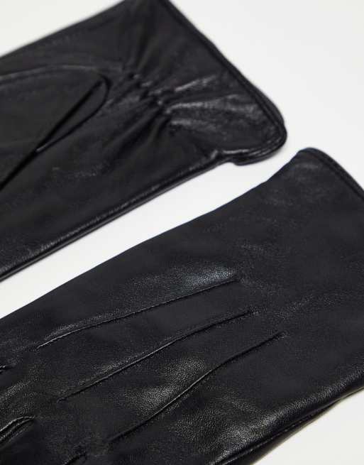 Barneys Originals real leather gloves in black, 4 of 4
