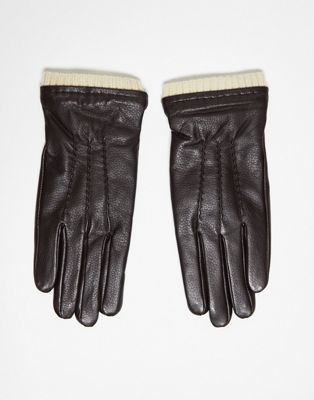 Barneys Originals real leather gloves in brown - ASOS Price Checker