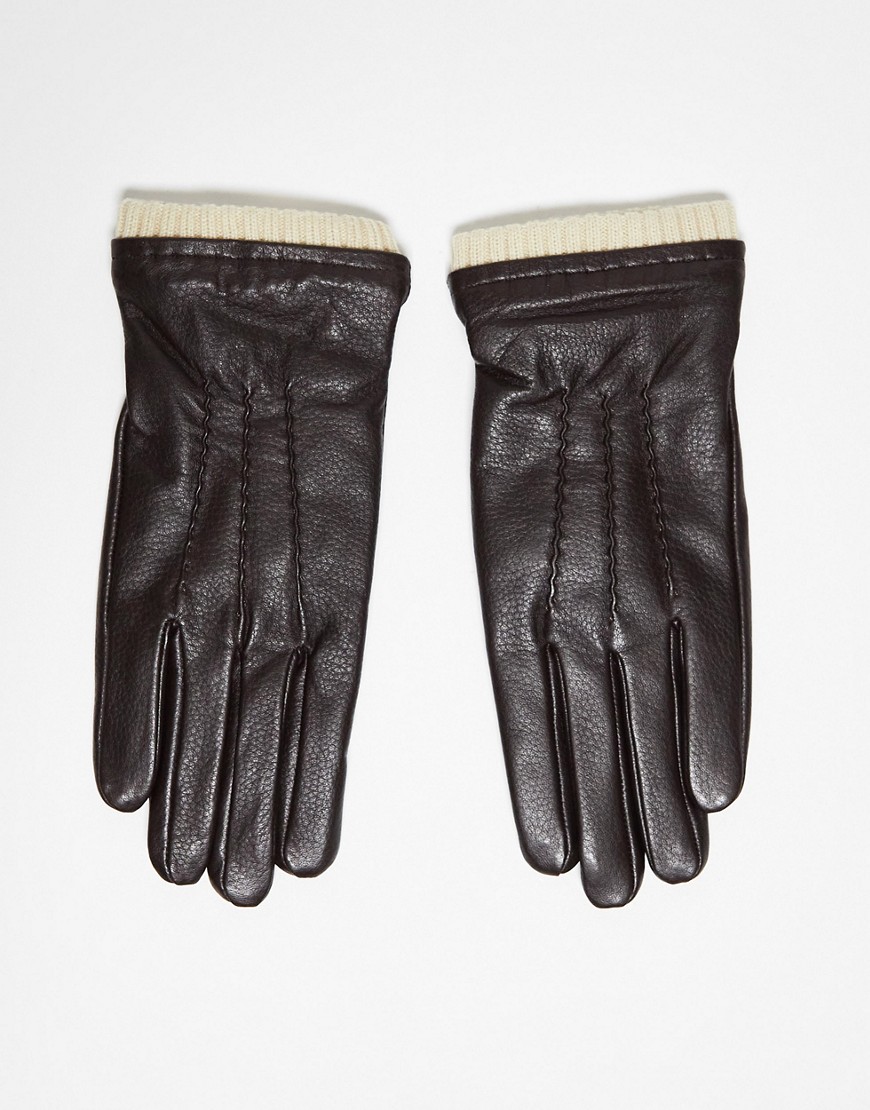 Barneys Originals real leather gloves in brown