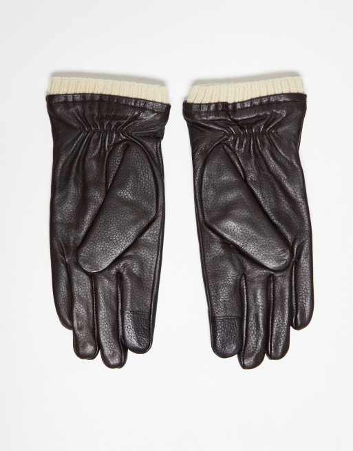 Barneys Originals real leather gloves in brown, 2 of 4