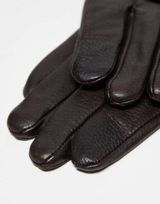 Barneys Originals real leather gloves in brown, 3 of 4