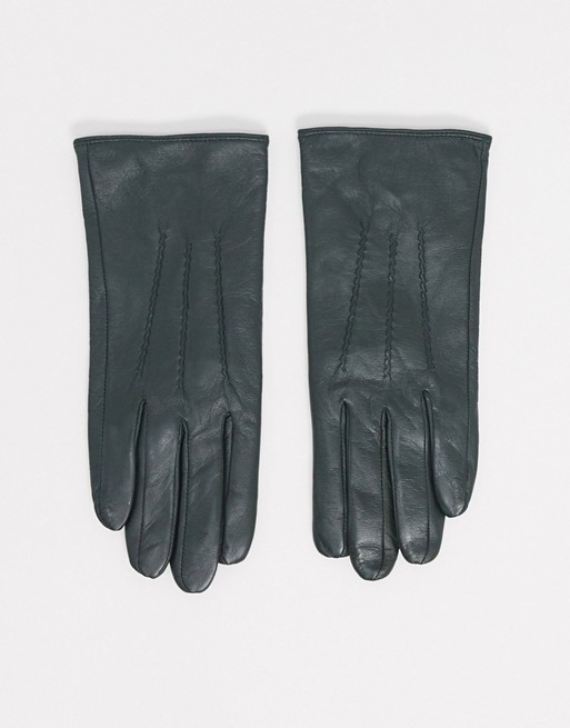 Barney's Originals real leather gloves in green