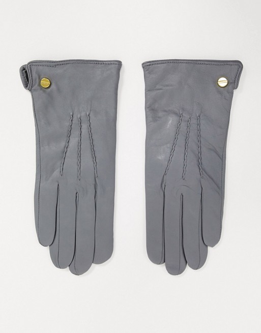 Barney's Originals real leather gloves in light grey
